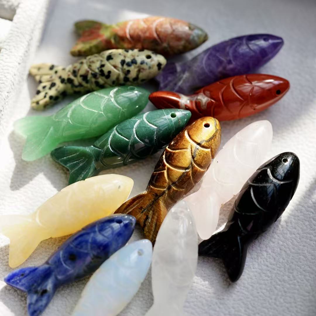 Crystal Fish Charm Pendant Crystal Healing Bulk Wholesale