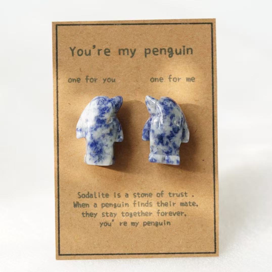 Crystal Sweet Valentine's Day Love Gift Penguin Carving Crystal Healing Bulk Wholesale