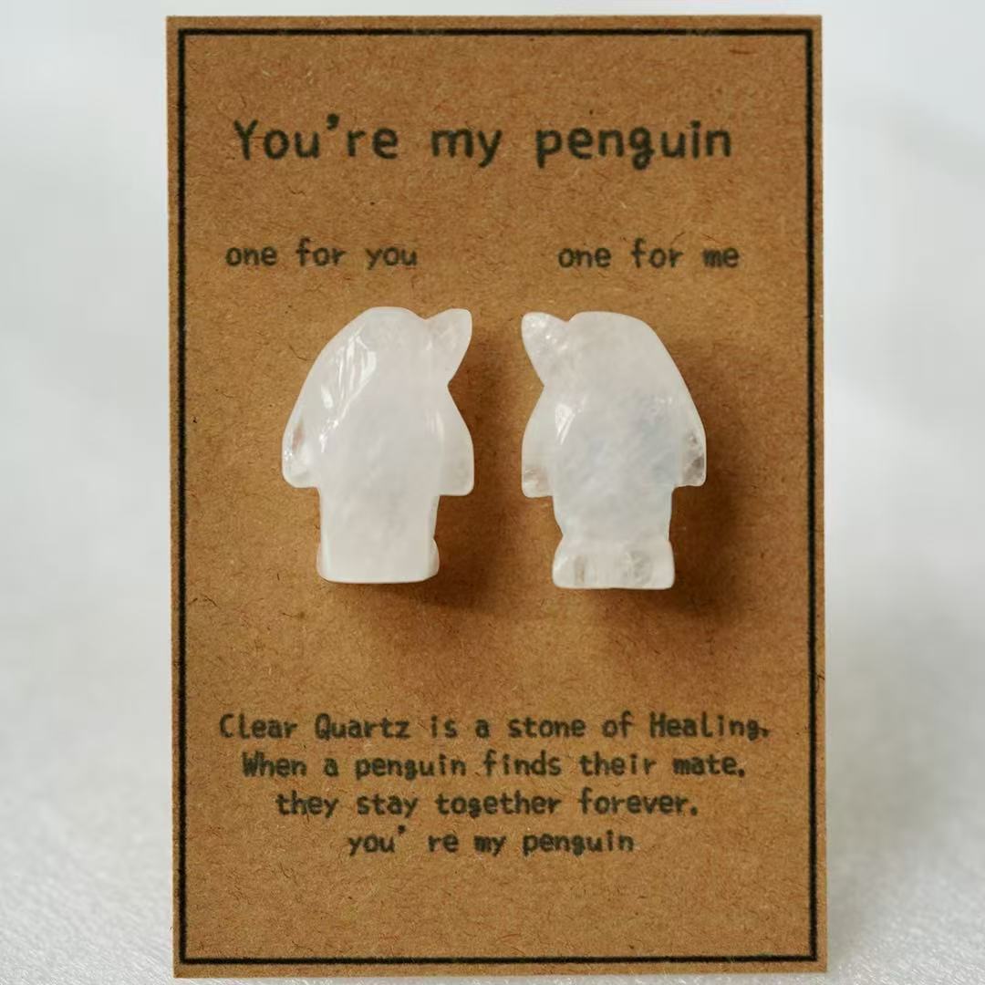 Crystal Sweet Valentine's Day Love Gift Penguin Carving Crystal Healing Bulk Wholesale