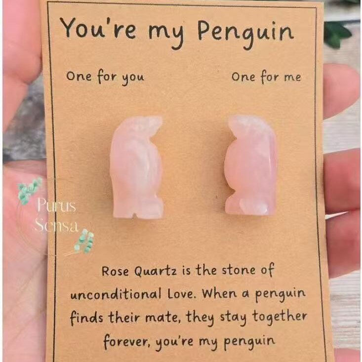 Crystal Sweet Valentine's Day Love Gift Penguin Carving Crystal Healing Bulk Wholesale