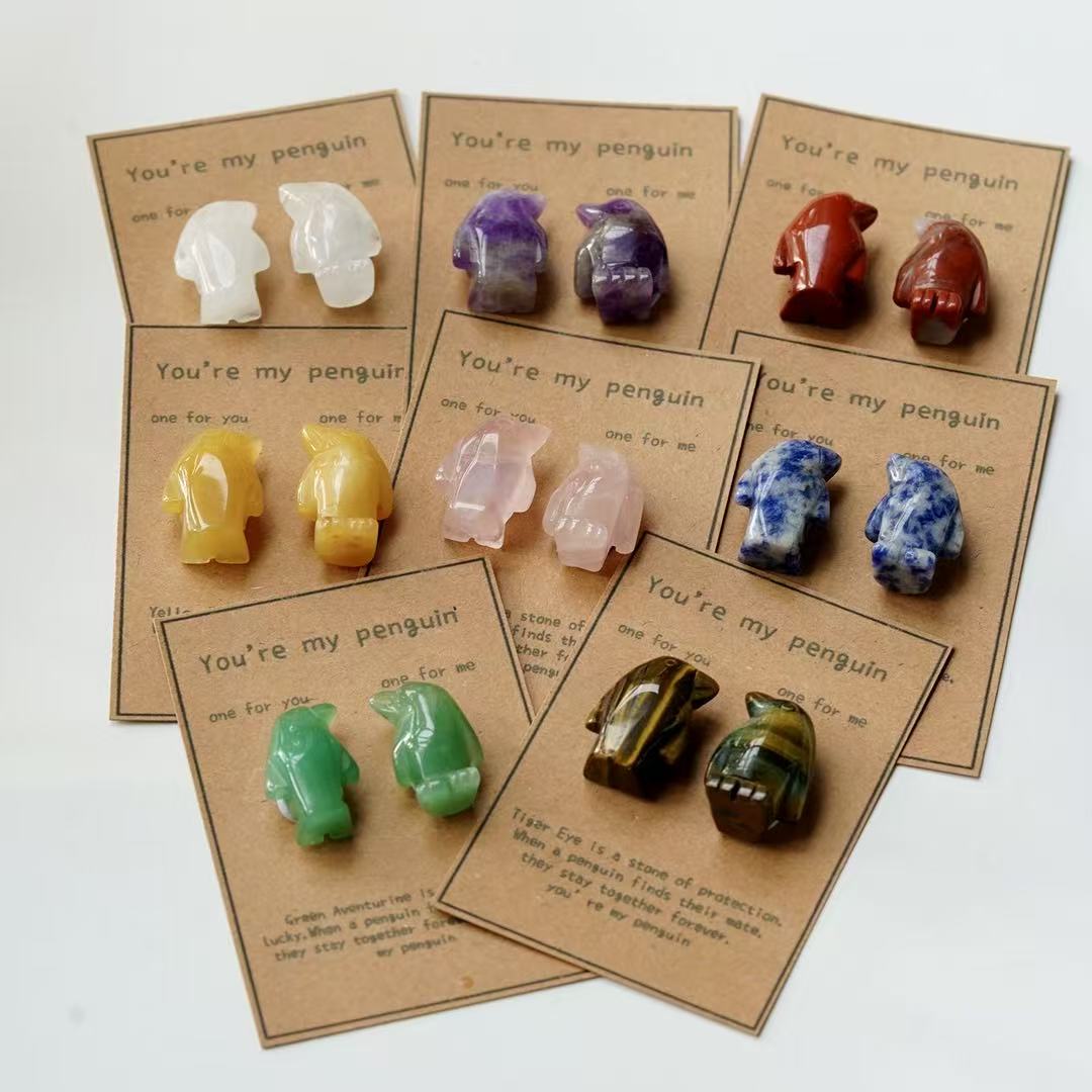 Crystal Sweet Valentine's Day Love Gift Penguin Carving Crystal Healing Bulk Wholesale