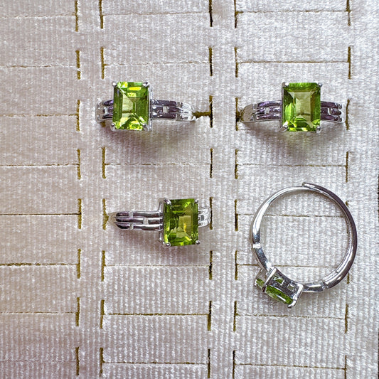 925 Silver Faceted Peridot Amethyst Ring Crystal Healing Bulk Wholesale
