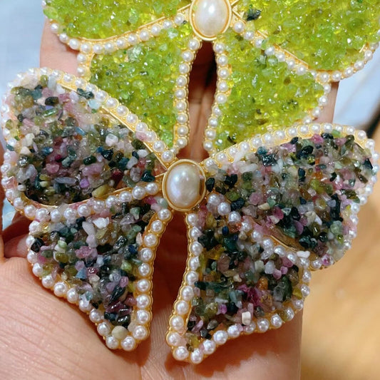 Natural Crystal Chips Butterfly Hairpin Crystal Healing Bulk Wholesale