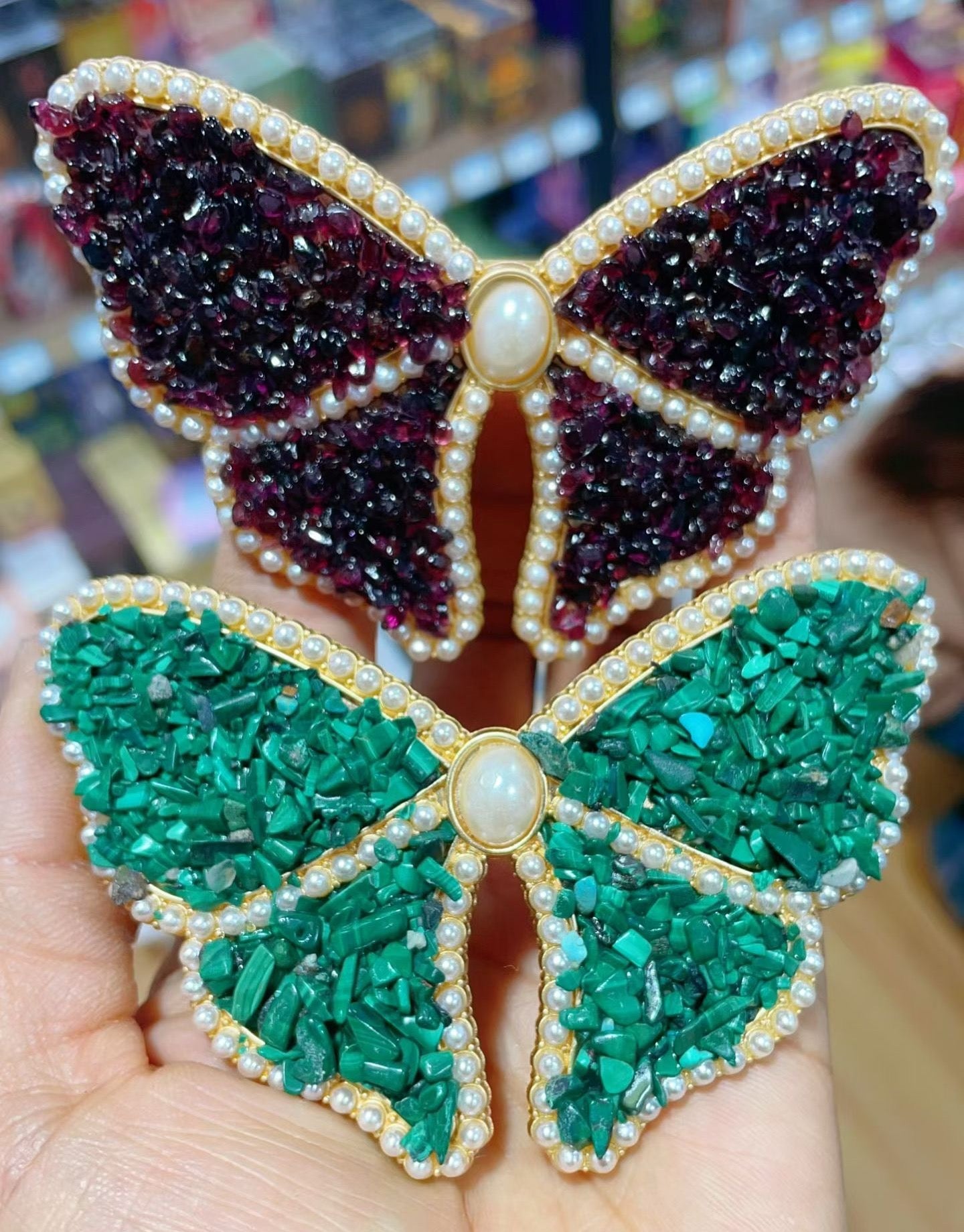 Natural Crystal Chips Butterfly Hairpin Crystal Healing Bulk Wholesale