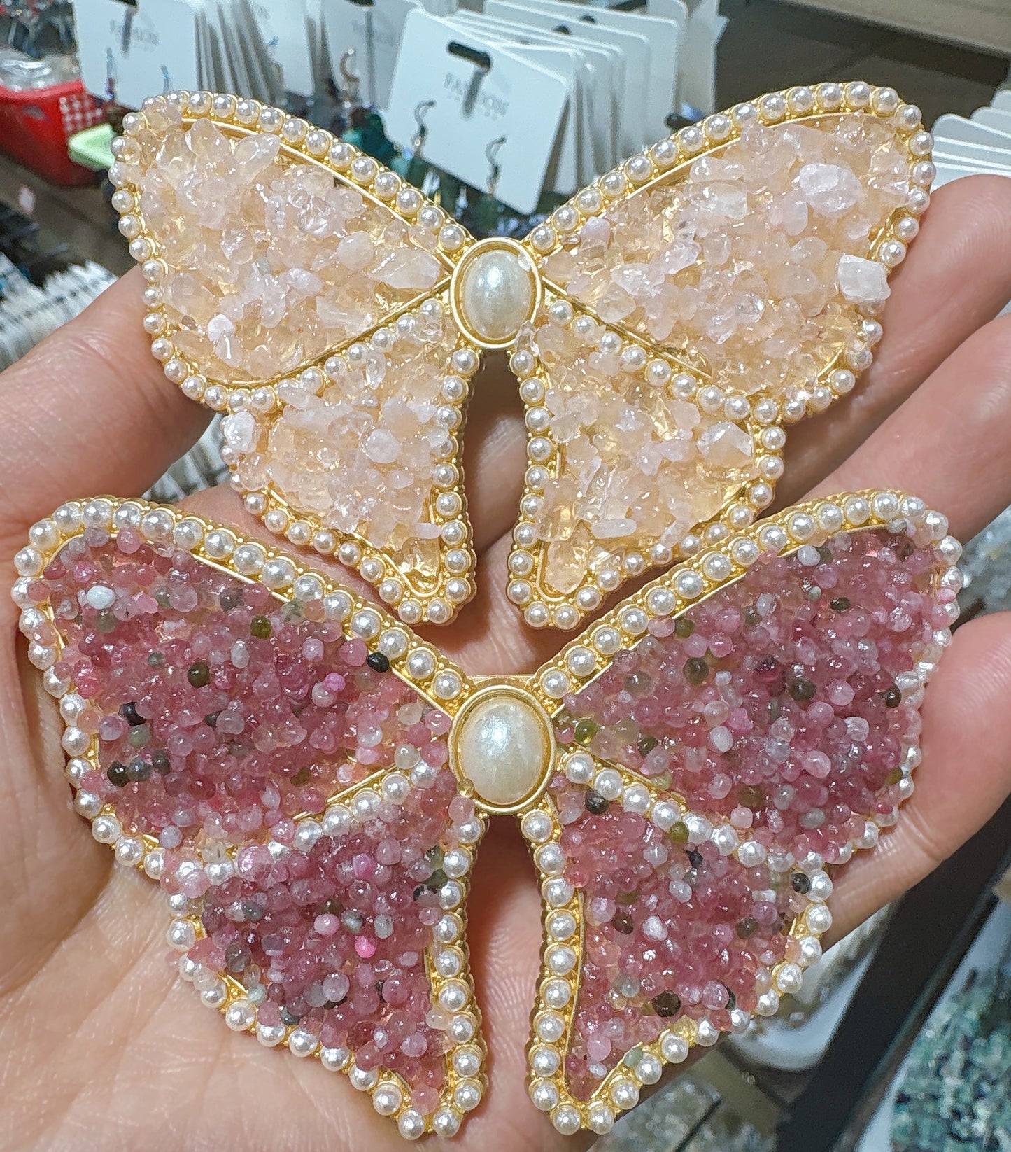 Natural Crystal Chips Butterfly Hairpin Crystal Healing Bulk Wholesale