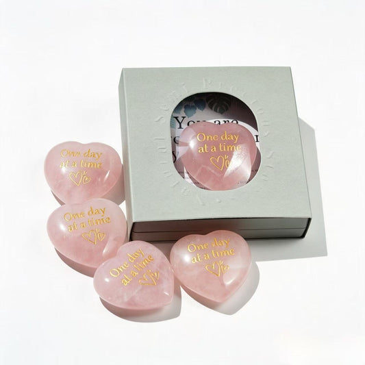 4cm Rose Quartz Heart with Card Gift Box Mother's Day Gift Crystal Healing Bulk Wholesale