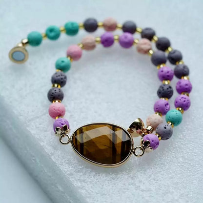 Colorful Lava Rock Pet Collar with Magnet Buckle for Cat Crystal Healing Bulk Wholesale