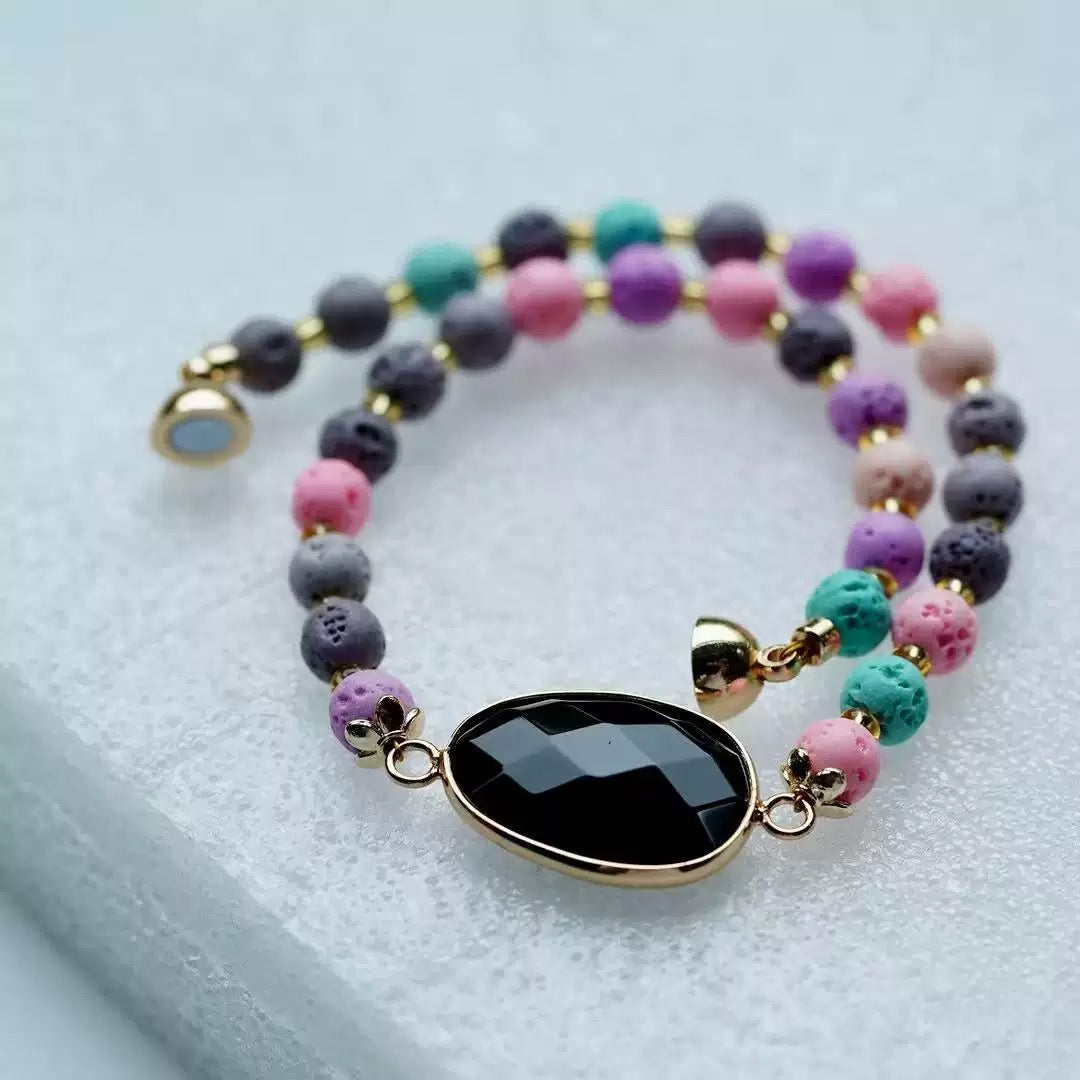 Colorful Lava Rock Pet Collar with Magnet Buckle for Cat Crystal Healing Bulk Wholesale