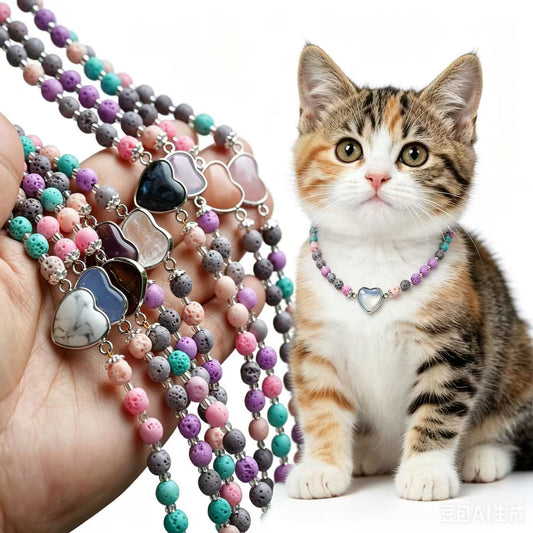 Colorful Lava Rock Necklace Chocker with Magnet Buckle for Pet Crystal Healing Bulk Wholesale