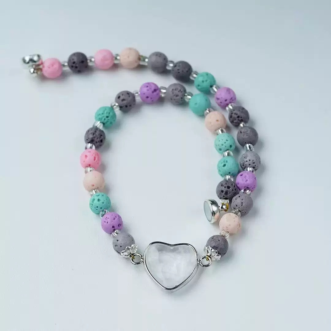 Colorful Lava Rock Pet Collar with Magnet Buckle for Cat Crystal Healing Bulk Wholesale