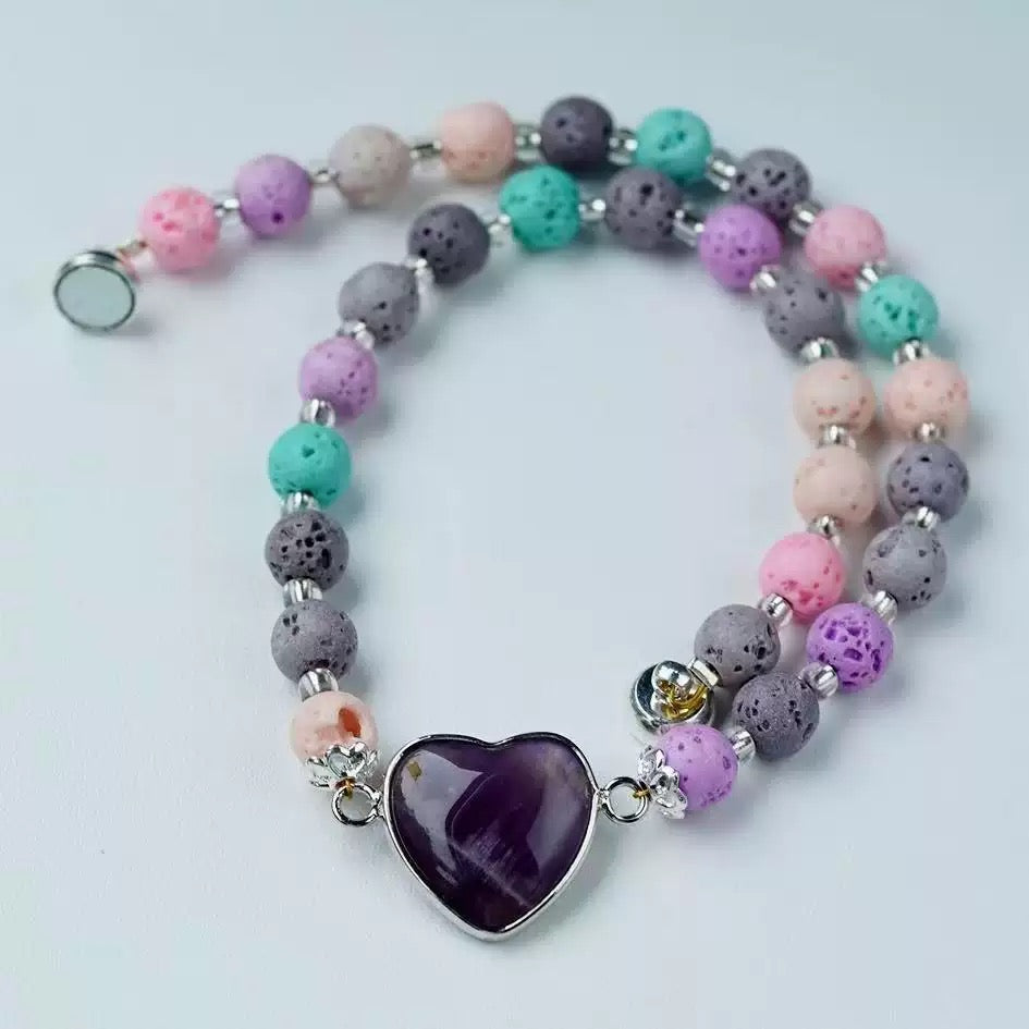 Colorful Lava Rock Pet Collar with Magnet Buckle for Cat Crystal Healing Bulk Wholesale