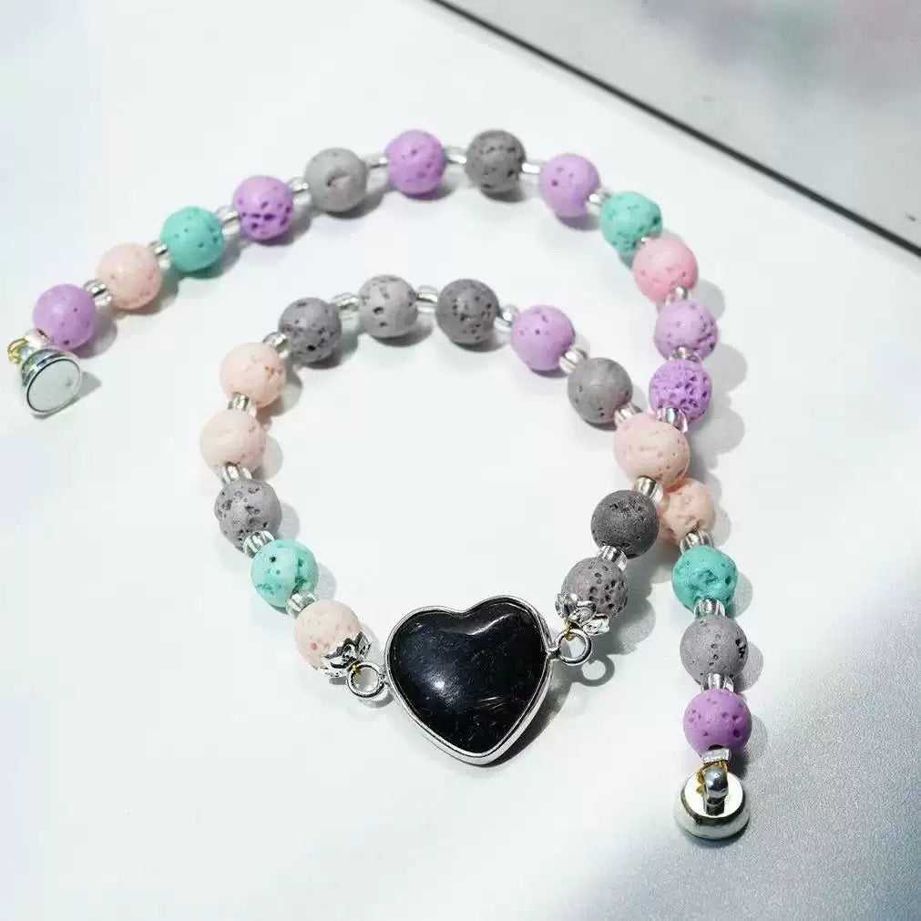 Colorful Lava Rock Pet Collar with Magnet Buckle for Cat Crystal Healing Bulk Wholesale