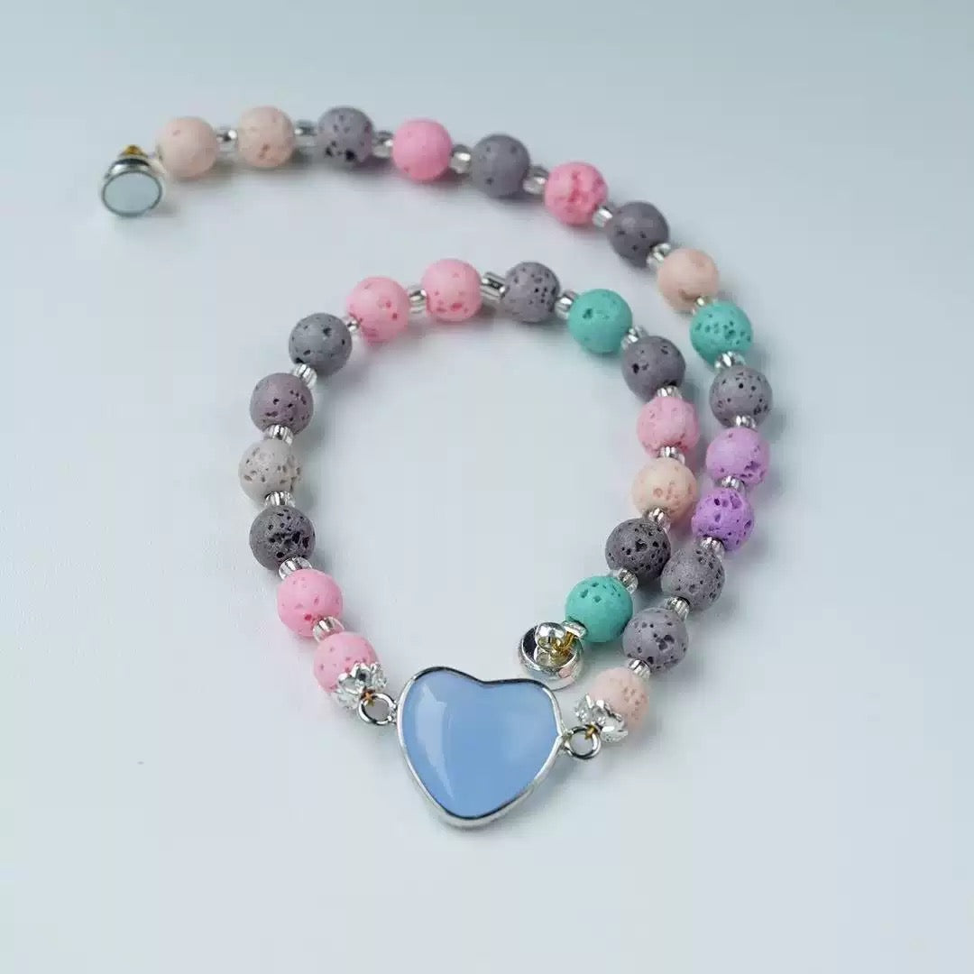 Colorful Lava Rock Pet Collar with Magnet Buckle for Cat Crystal Healing Bulk Wholesale