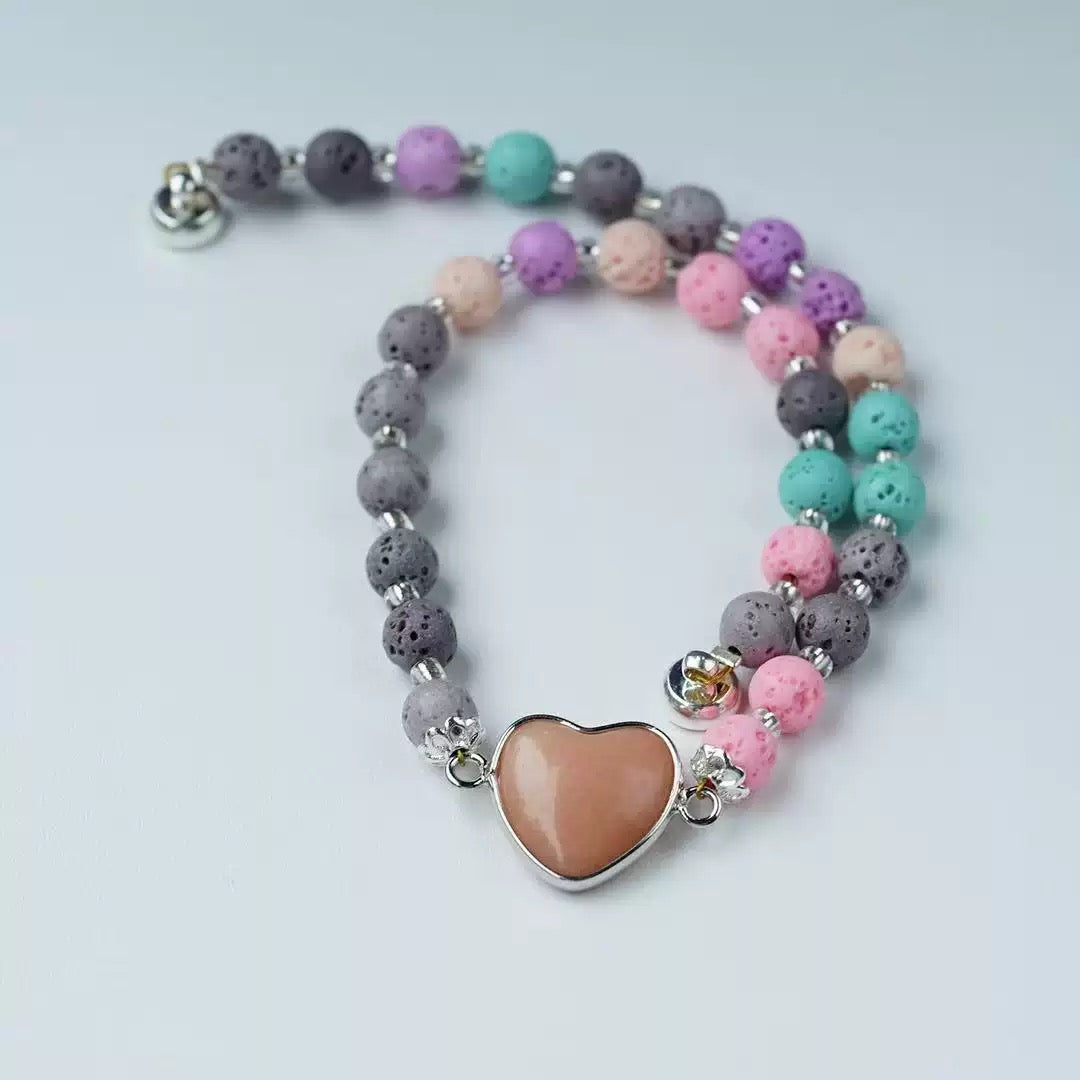 Colorful Lava Rock Pet Collar with Magnet Buckle for Cat Crystal Healing Bulk Wholesale