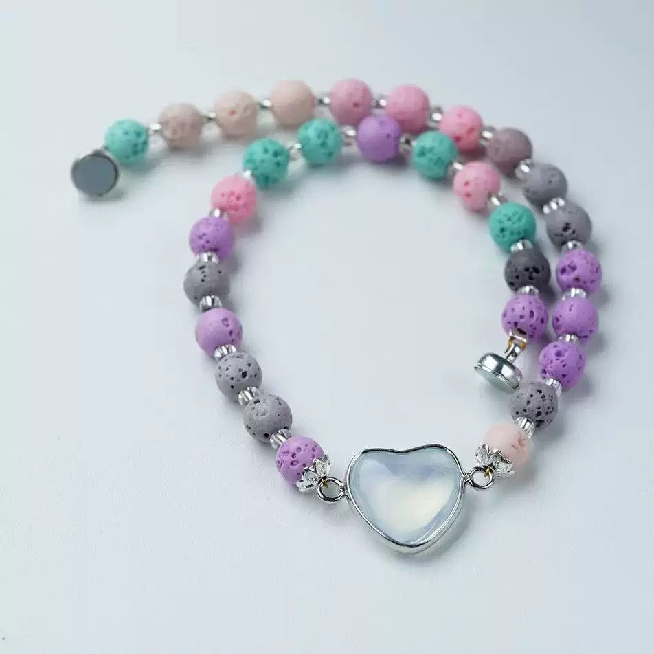 Colorful Lava Rock Pet Collar with Magnet Buckle for Cat Crystal Healing Bulk Wholesale