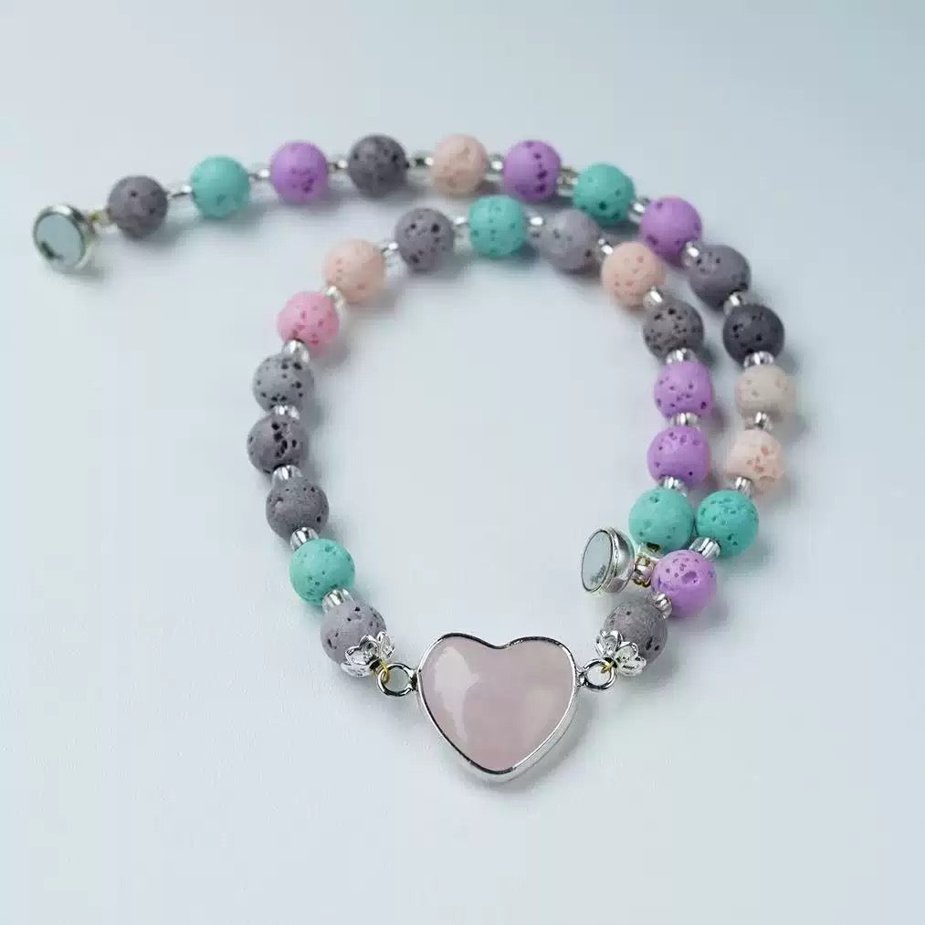 Colorful Lava Rock Pet Collar with Magnet Buckle for Cat Crystal Healing Bulk Wholesale