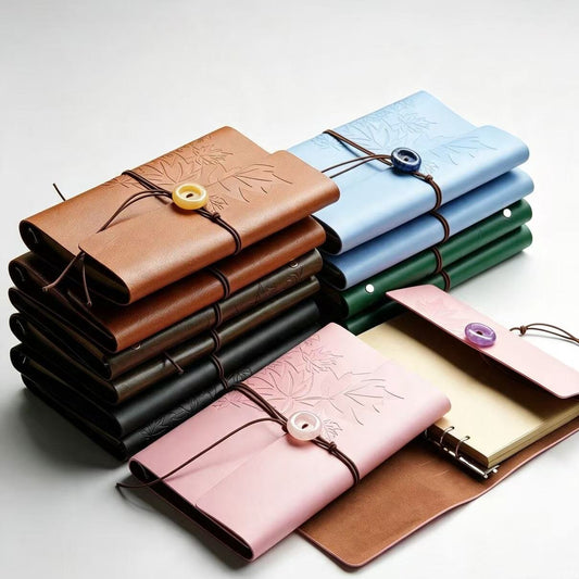PU Leather Journal Notebook with Natural Crystal Button Decoration Crystal Healing Bulk Wholesale