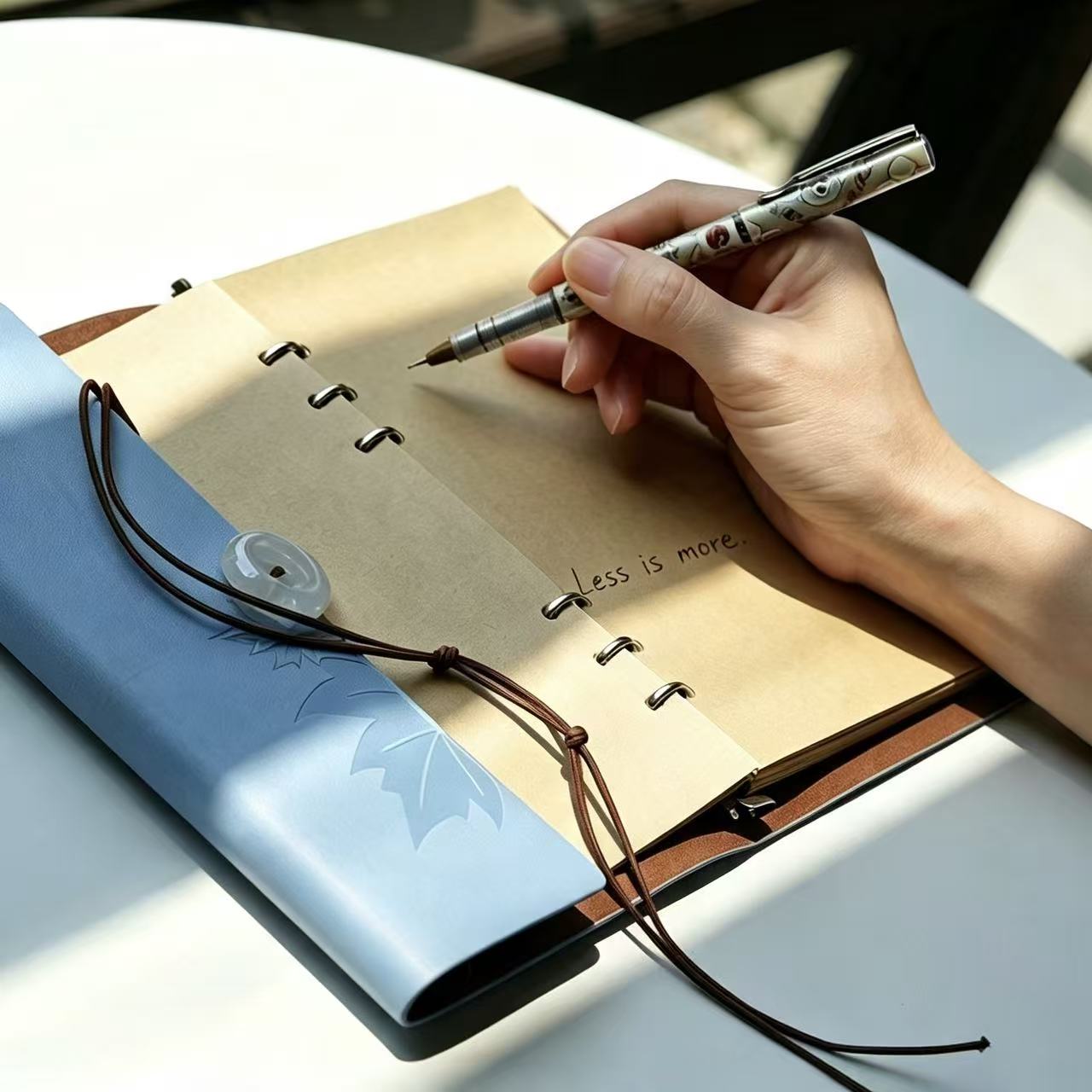 PU Leather Journal Notebook with Natural Crystal Button Decoration Crystal Healing Bulk Wholesale