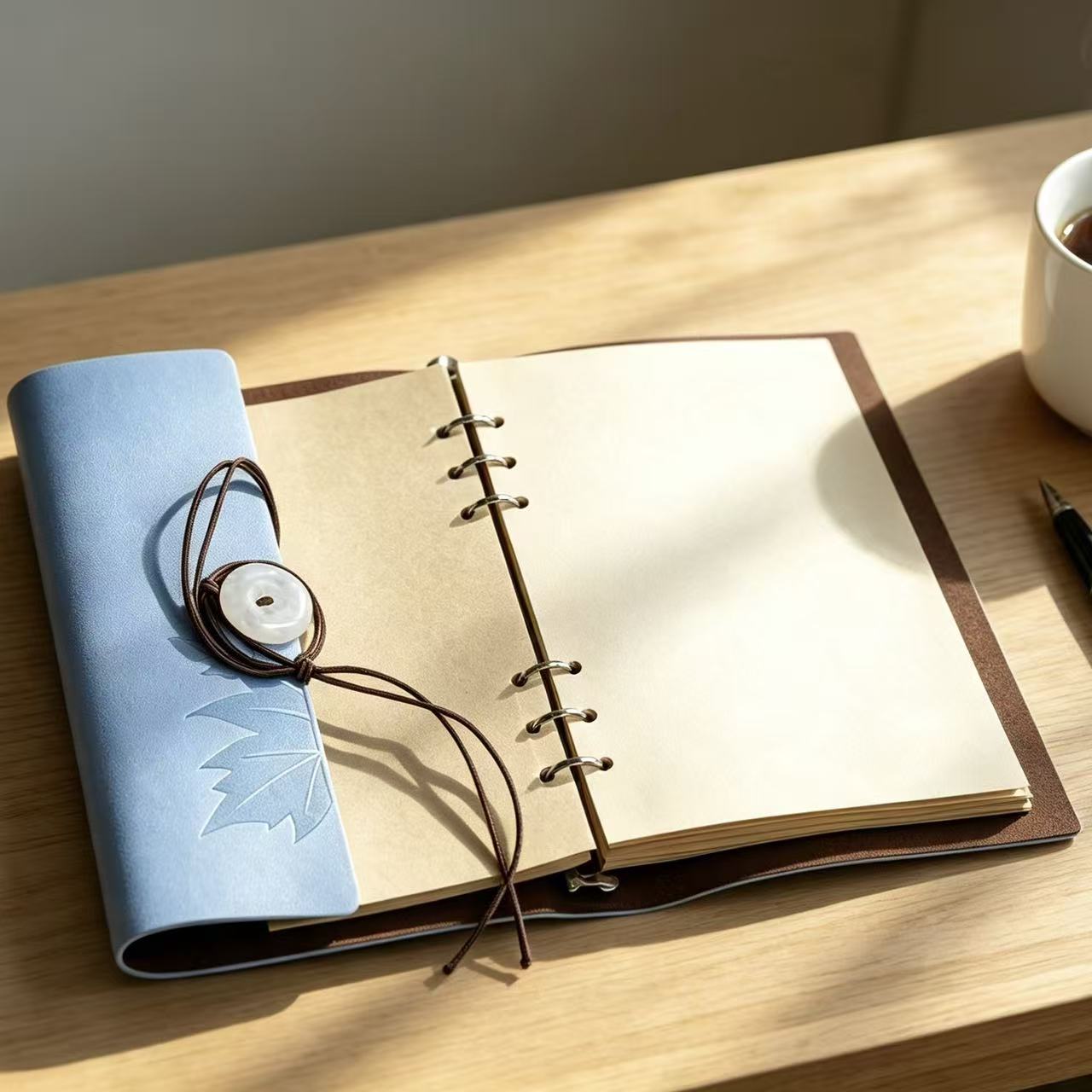 PU Leather Journal Notebook with Natural Crystal Button Decoration Crystal Healing Bulk Wholesale