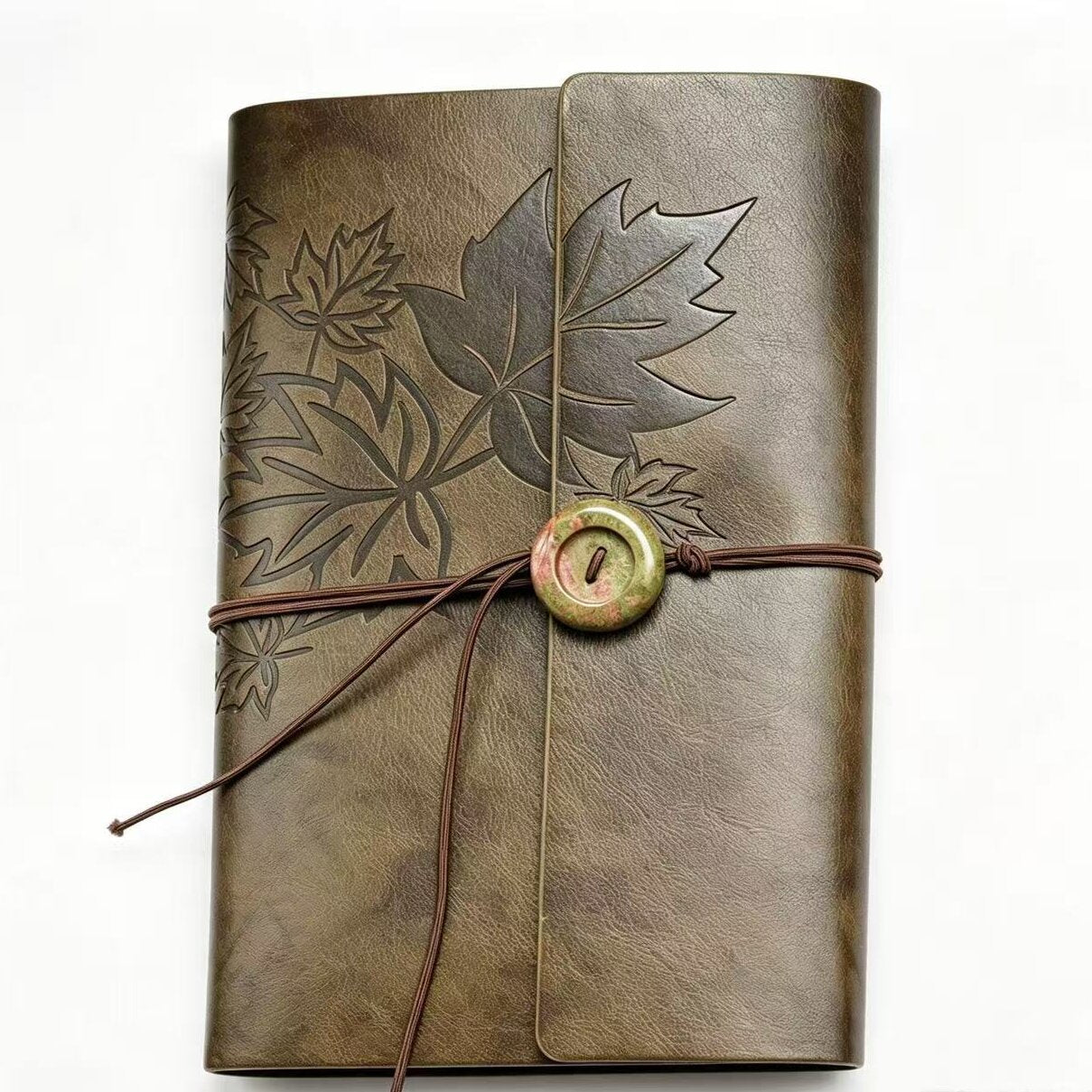 PU Leather Journal Notebook with Natural Crystal Button Decoration Crystal Healing Bulk Wholesale