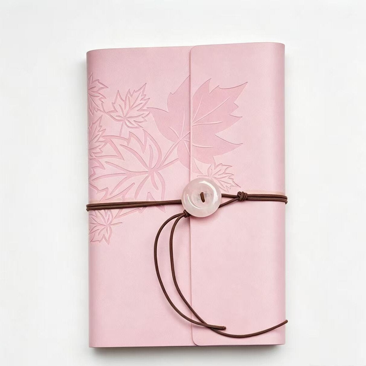 PU Leather Journal Notebook with Natural Crystal Button Decoration Crystal Healing Bulk Wholesale