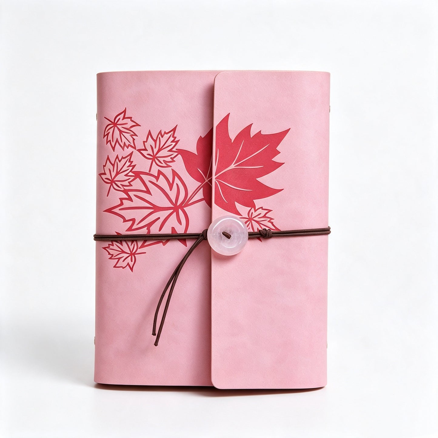 Loose-leaf PU Leather Journal Notebook with Natural Crystal Button Decoration Crystal Healing Bulk Wholesale