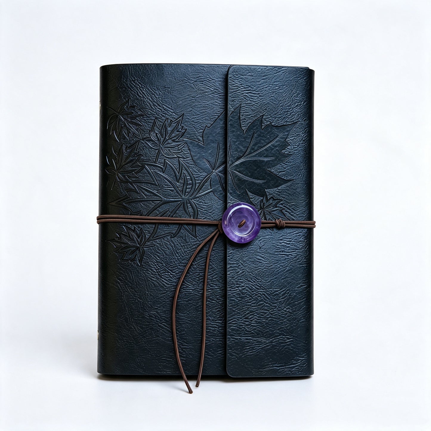 Loose-leaf PU Leather Journal Notebook with Natural Crystal Button Decoration Crystal Healing Bulk Wholesale