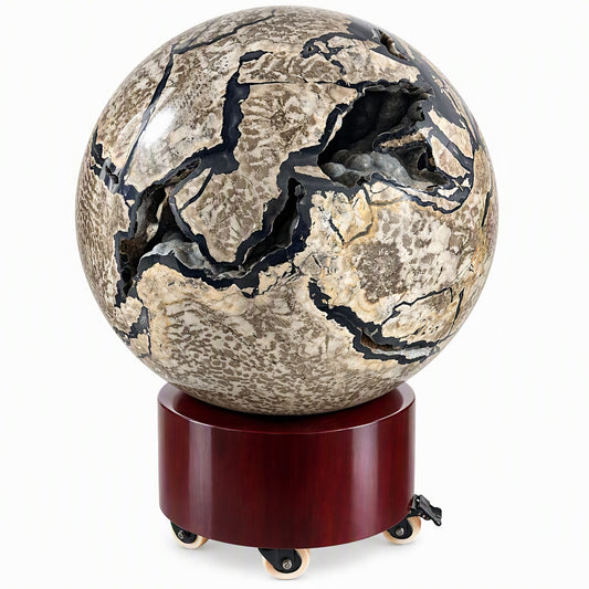 Huge Unique UV Reactive Volcanic Agate Sphere for Decoration