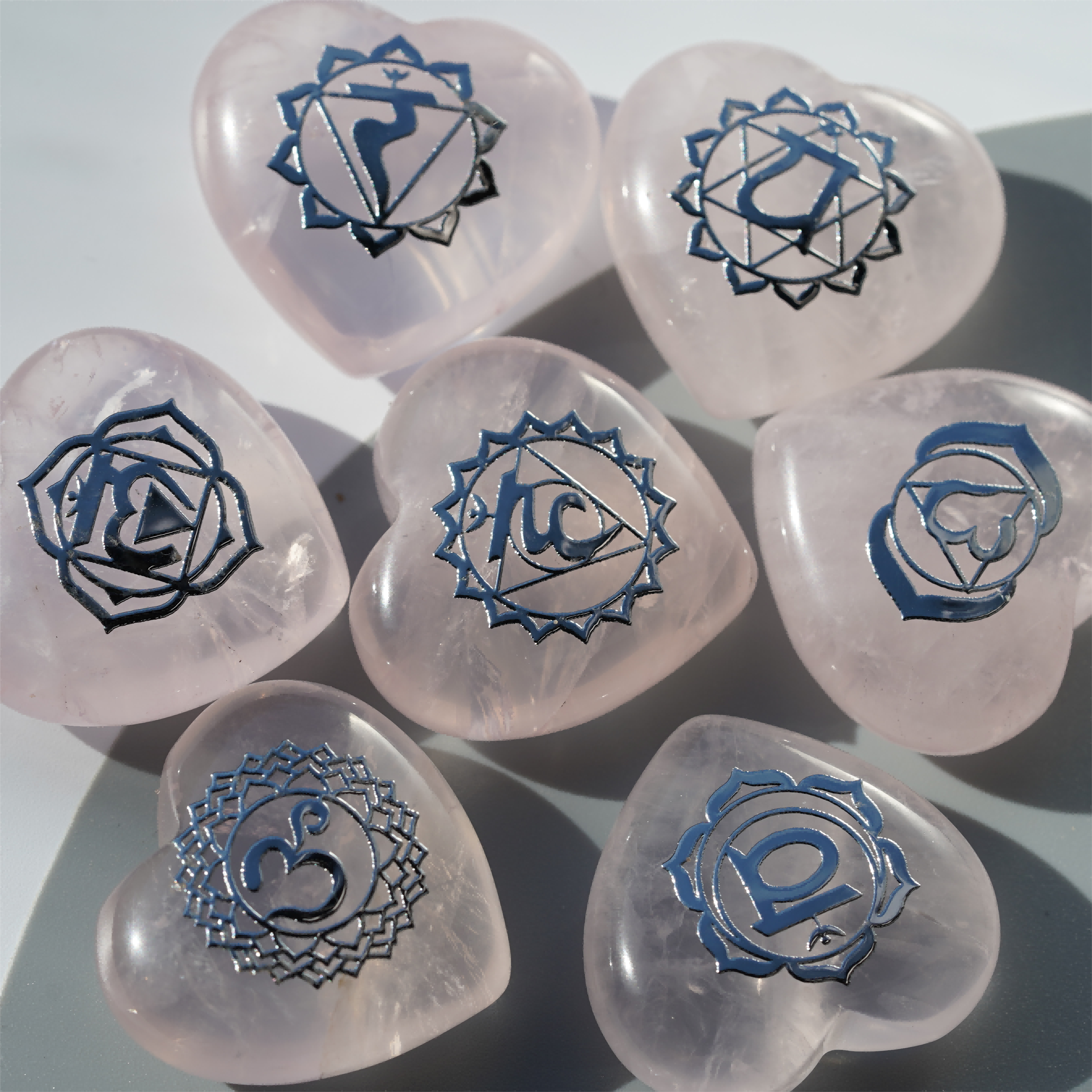 7pcs Mixed Crystal Heart Chakra Runes Bag Crystal Healing Bulk Wholesa