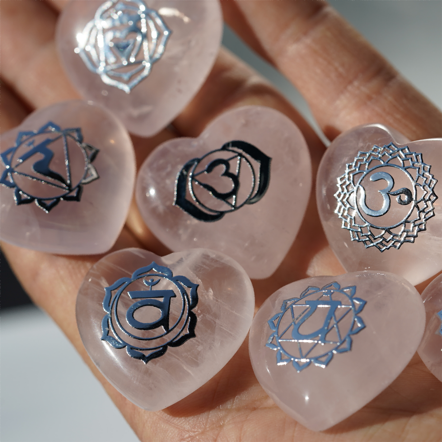 7pcs Mixed Crystal Heart Chakra Runes Bag Bulk Wholesale