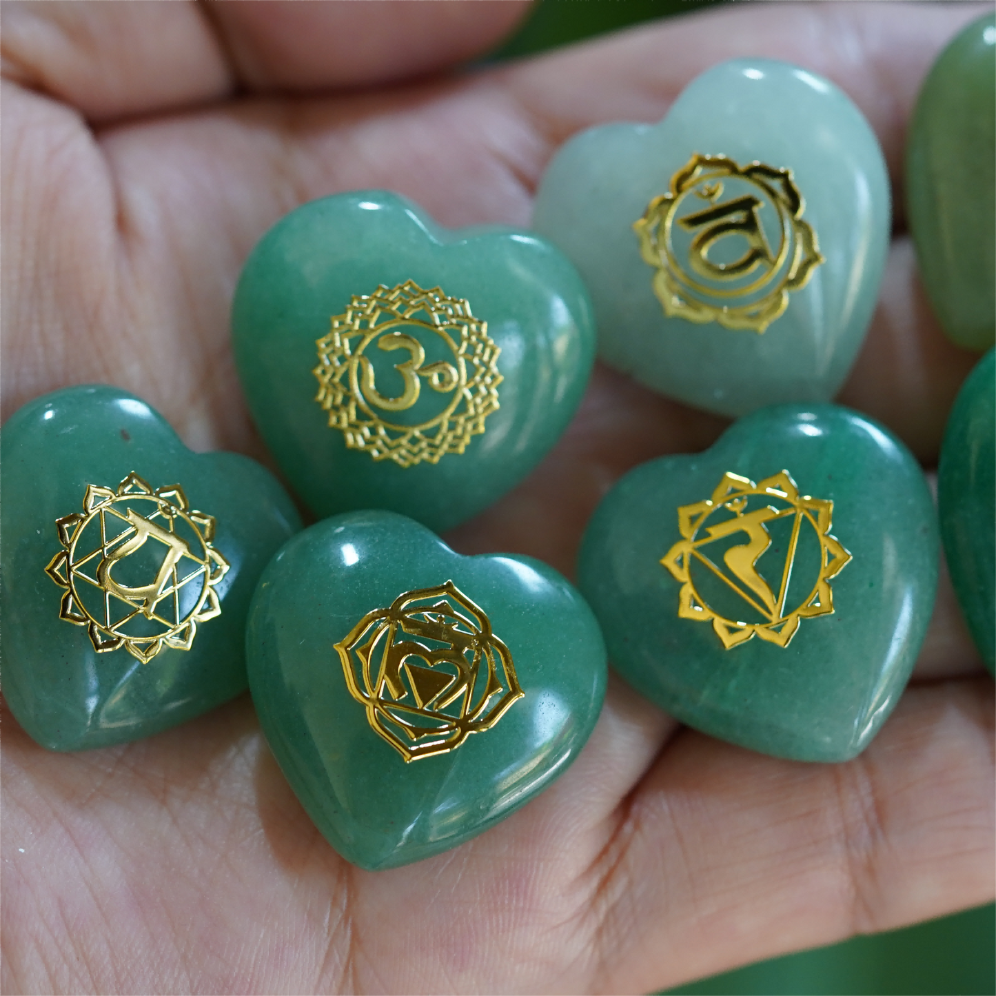 7pcs Mixed Crystal Heart Chakra Runes Bag Bulk Wholesale