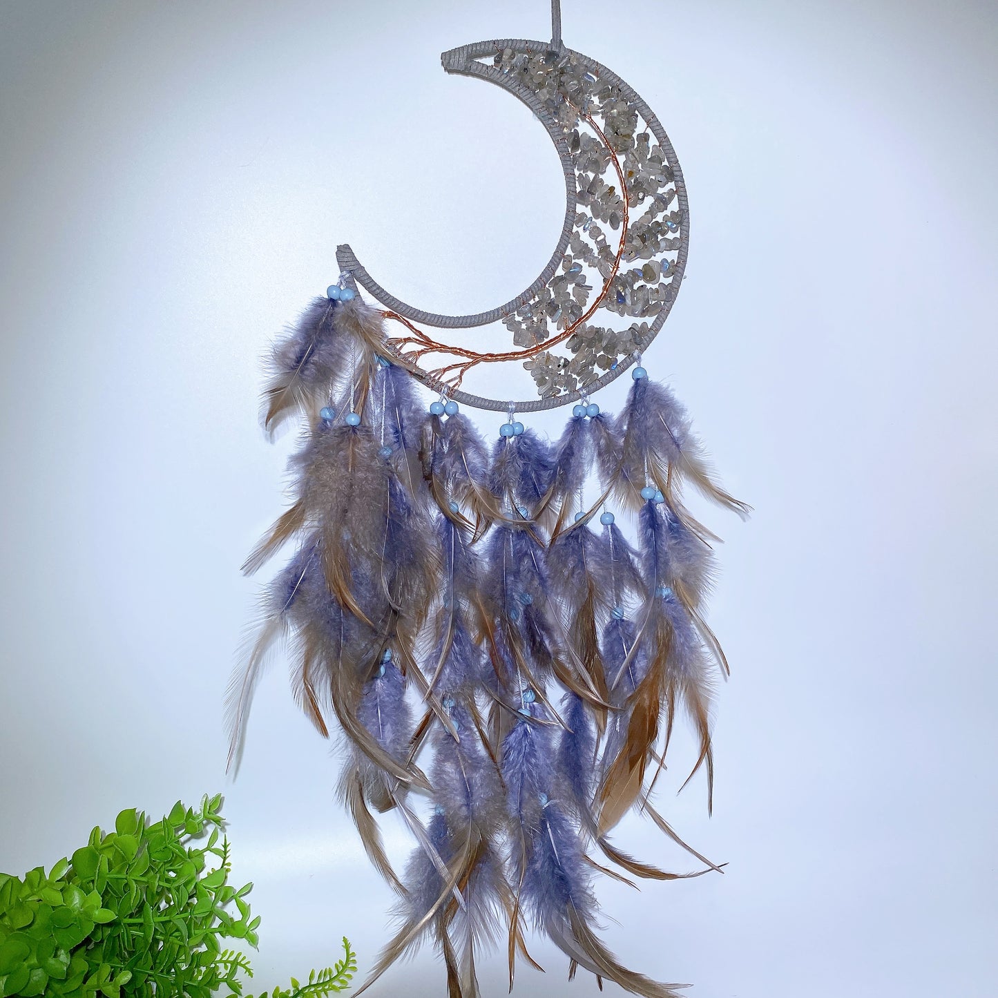 60cm Mixed Crystal Chips Moon Shape Dreamcatcher Bulk Wholesale