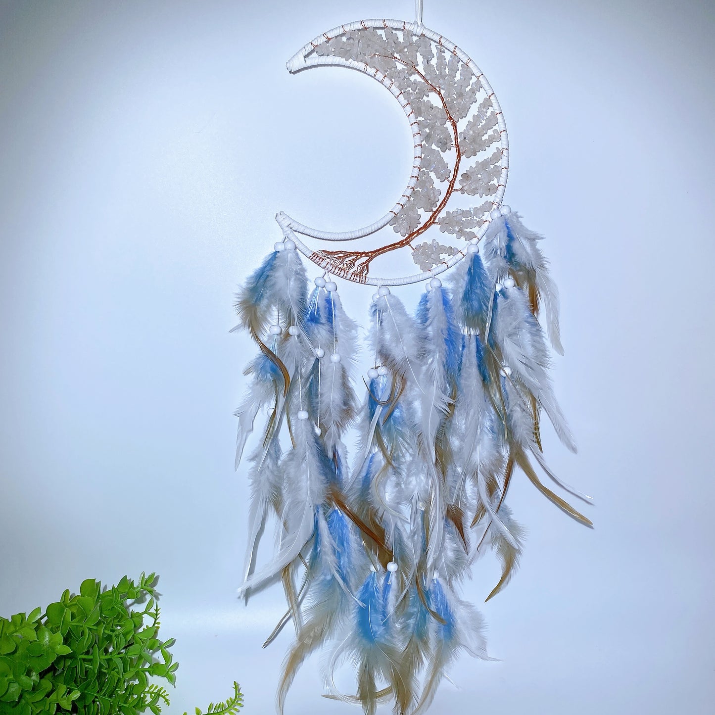 60cm Mixed Crystal Chips Moon Shape Dreamcatcher Bulk Wholesale