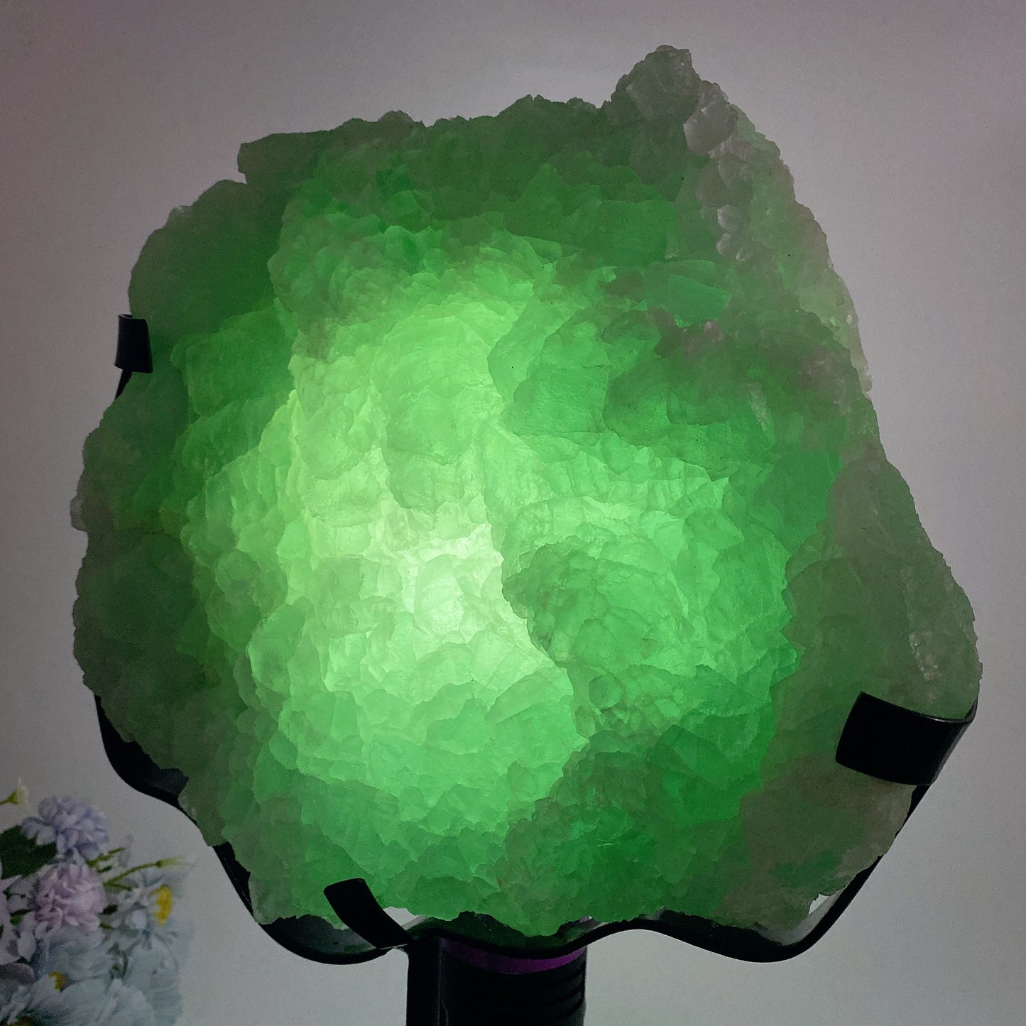 Unique Large Green Fluorite Specimen Strong Light