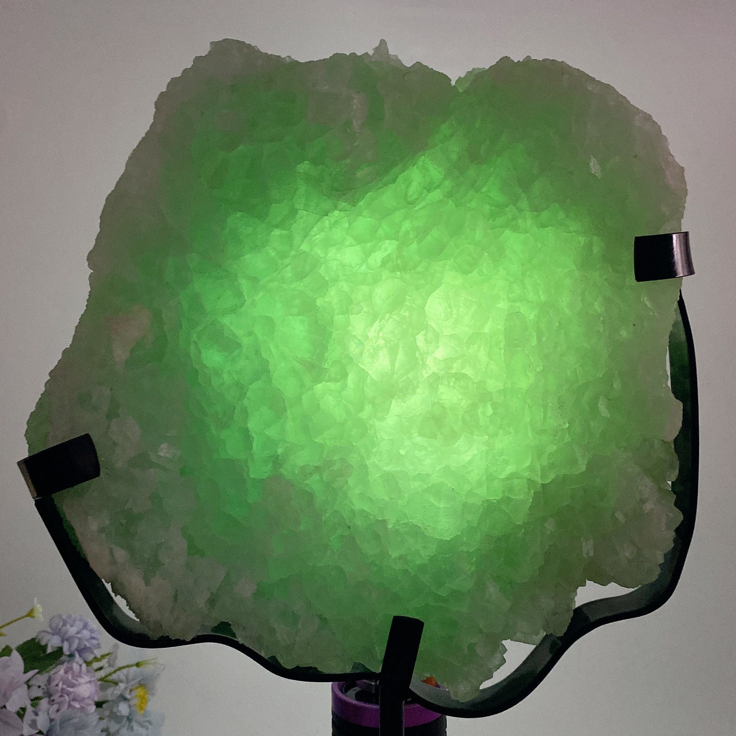 Unique Large Green Fluorite Specimen Strong Light