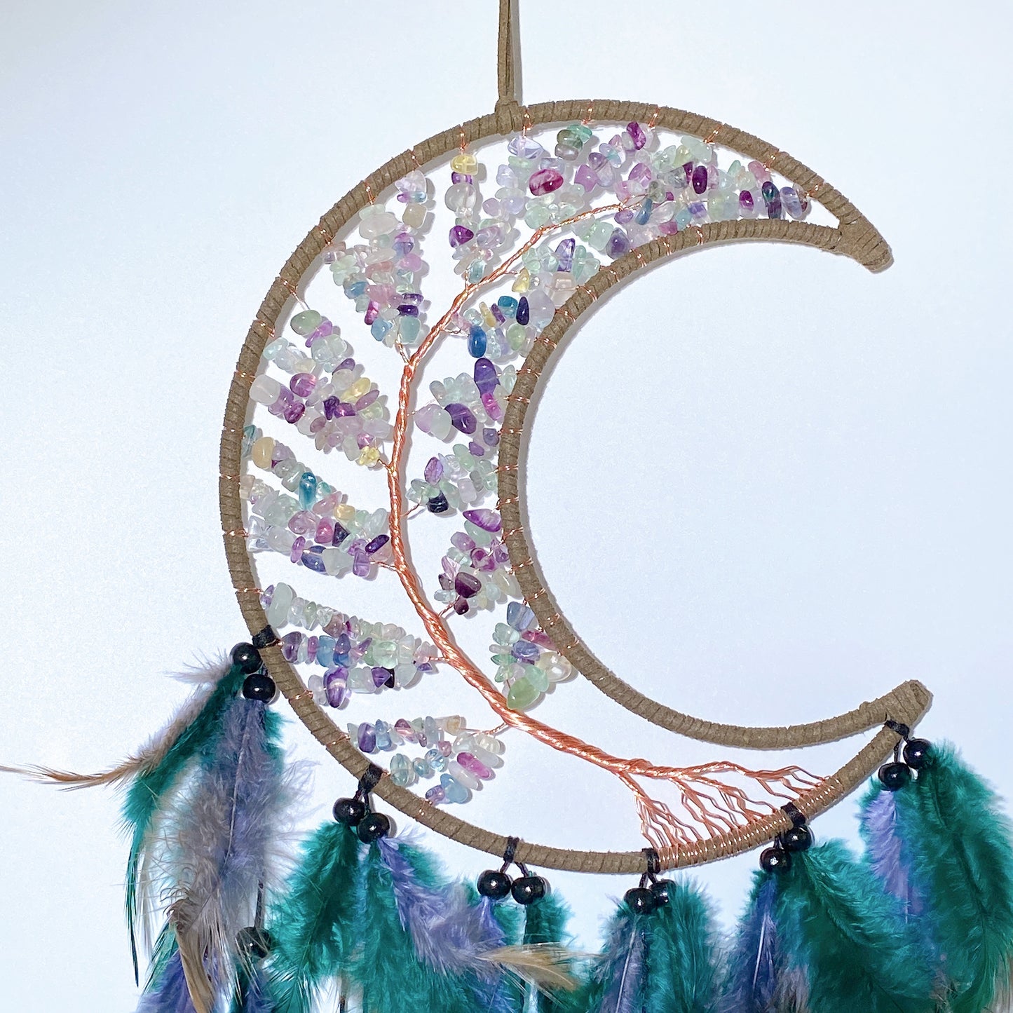 60cm Mixed Crystal Chips Moon Shape Dreamcatcher Bulk Wholesale