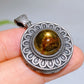 25mm Vintage Silver Metal Citrine Pendant Crystal Healing Bulk Wholesale