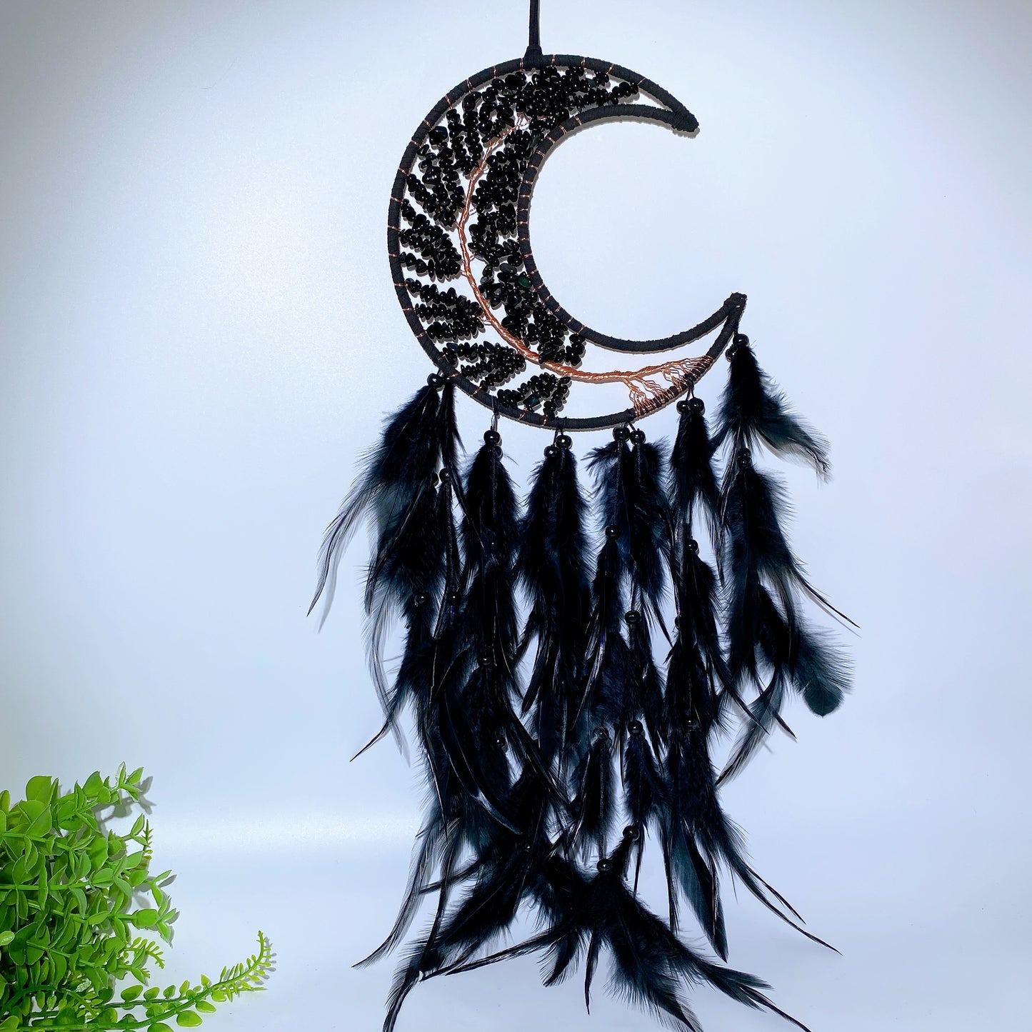 60cm Mixed Crystal Chips Moon Shape Dreamcatcher Bulk Wholesale