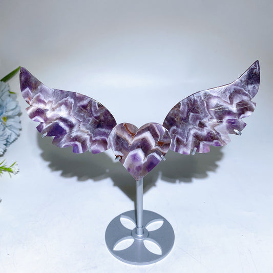 Crystal Heart Wings Carving with Stand Crystal Healing Bulk Wholesale