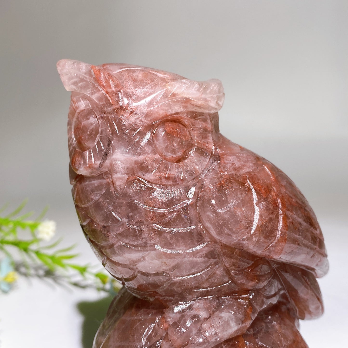 5.2" Fire Quartz Owl on Pumpkin Carving Crystal Healing Bulk Wholesale