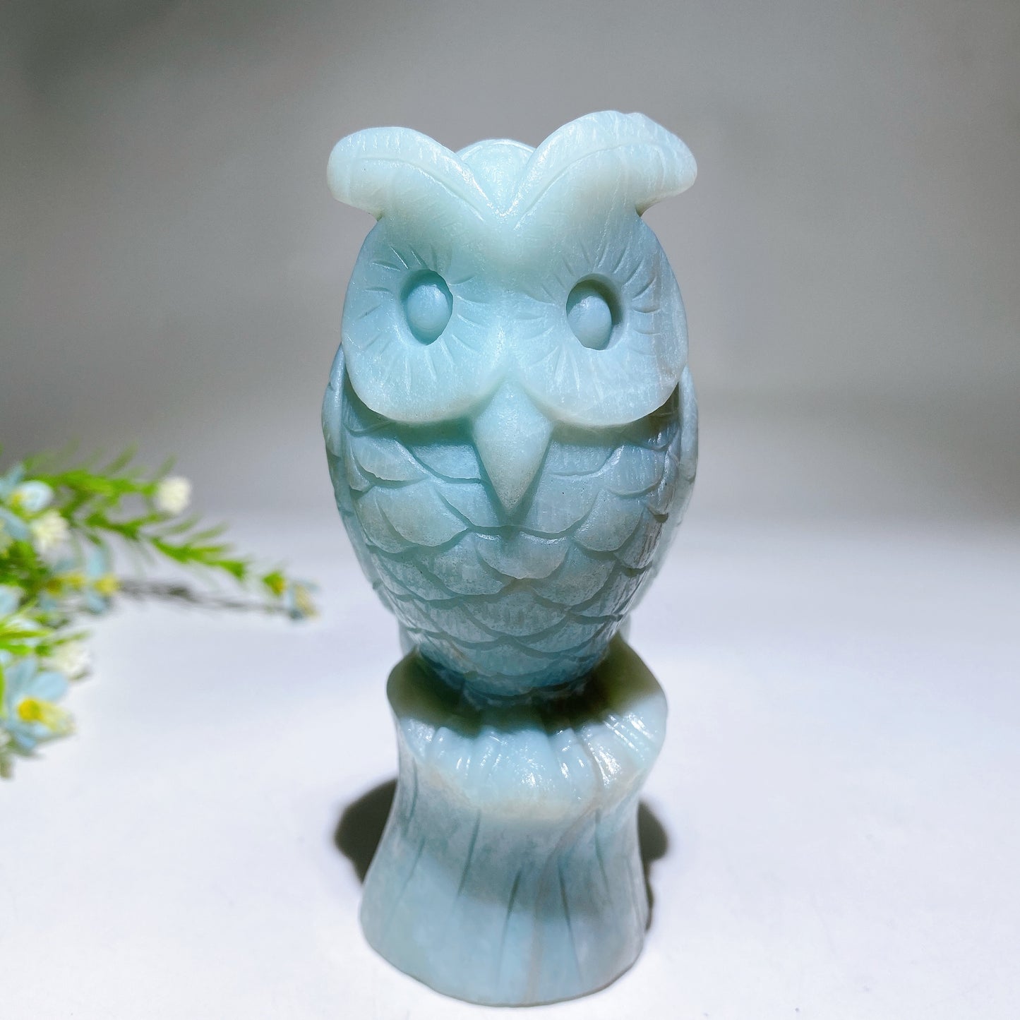 4.6" Sky Blue Owl Carving Crystal Healing Bulk Wholesale