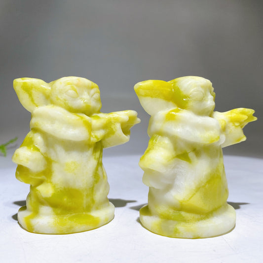 3.1" Natural Gemstone Serpentine Yoda Carving Crystal Healing Bulk Wholesale