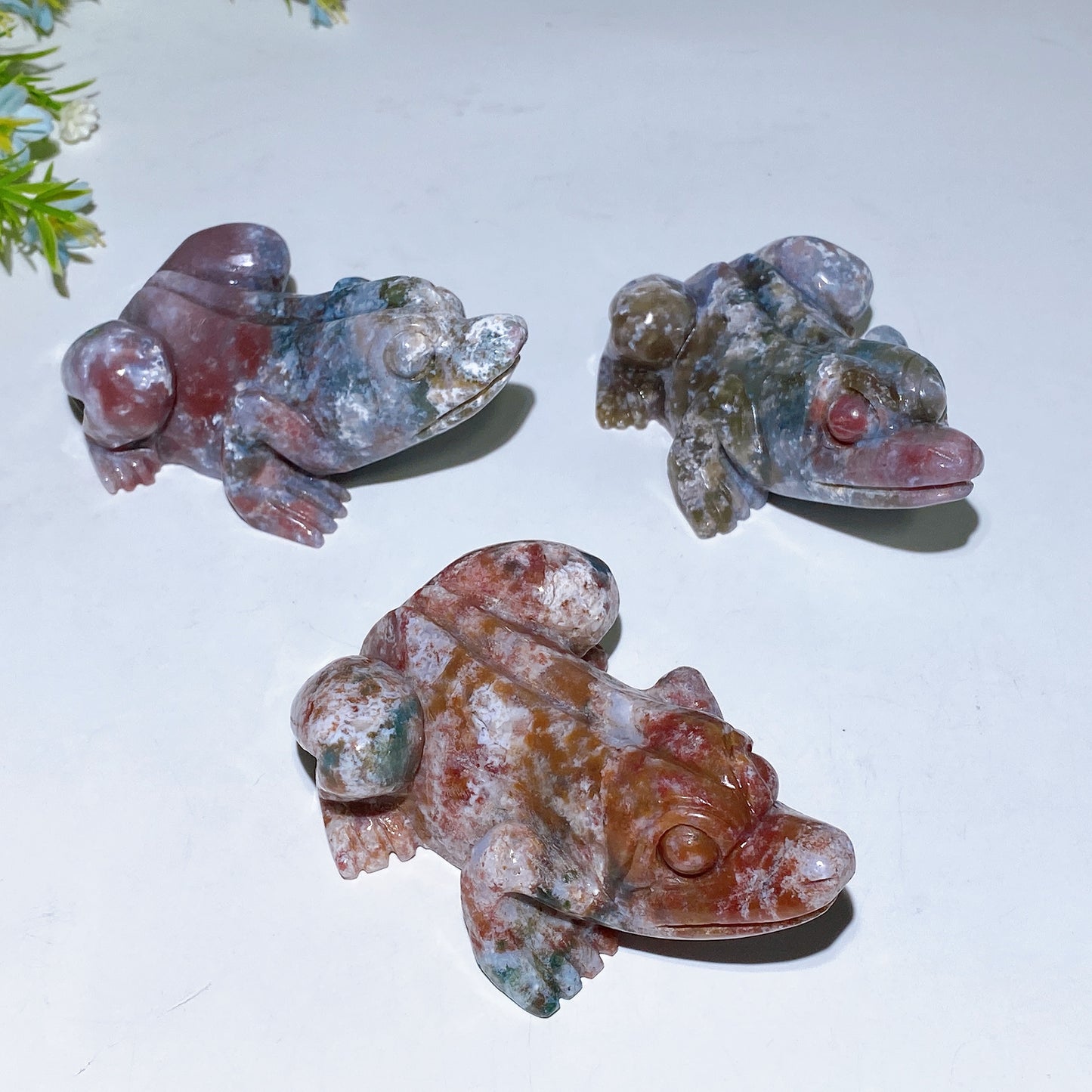 4.0"-4.2" Ocean Jasper Frog Carving Crystal Healing Bulk Wholesale