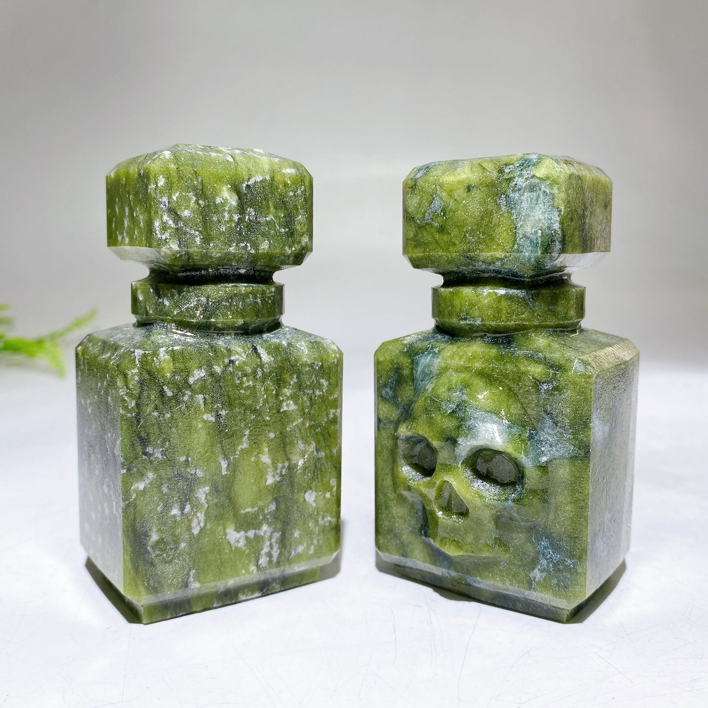 3.5" Natural Serpentine Poison Bottle Carving for Halloween Crystal Healing Bulk Wholesale