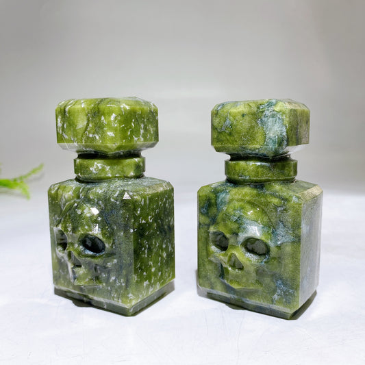 3.5" Natural Serpentine Poison Bottle Carving Crystal Healing Bulk Wholesale