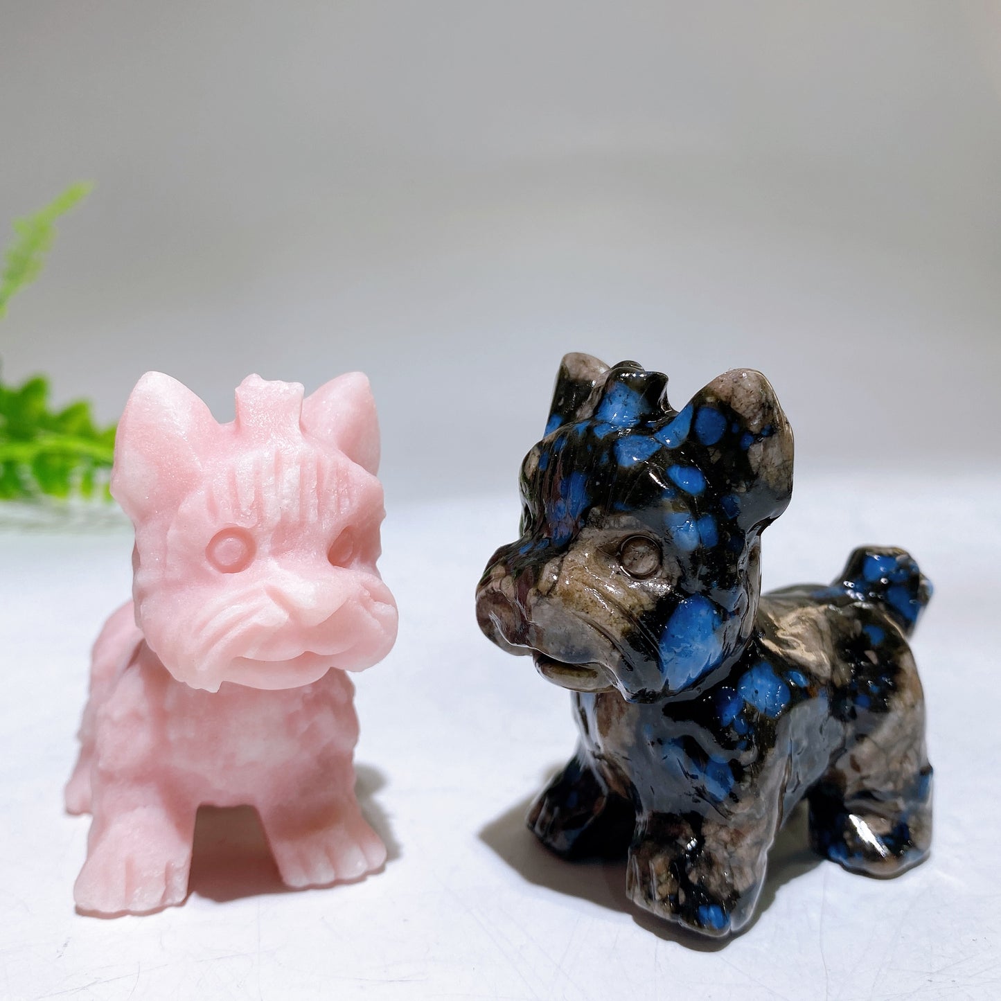 2.3" Natural Crystal Yorkshire Terrier Dog Carving Crystal Healing Bulk Wholesale