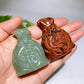 2.2" Mahogany Green Aventurine Money Bag Carving Crystal Healing Bulk Wholesale