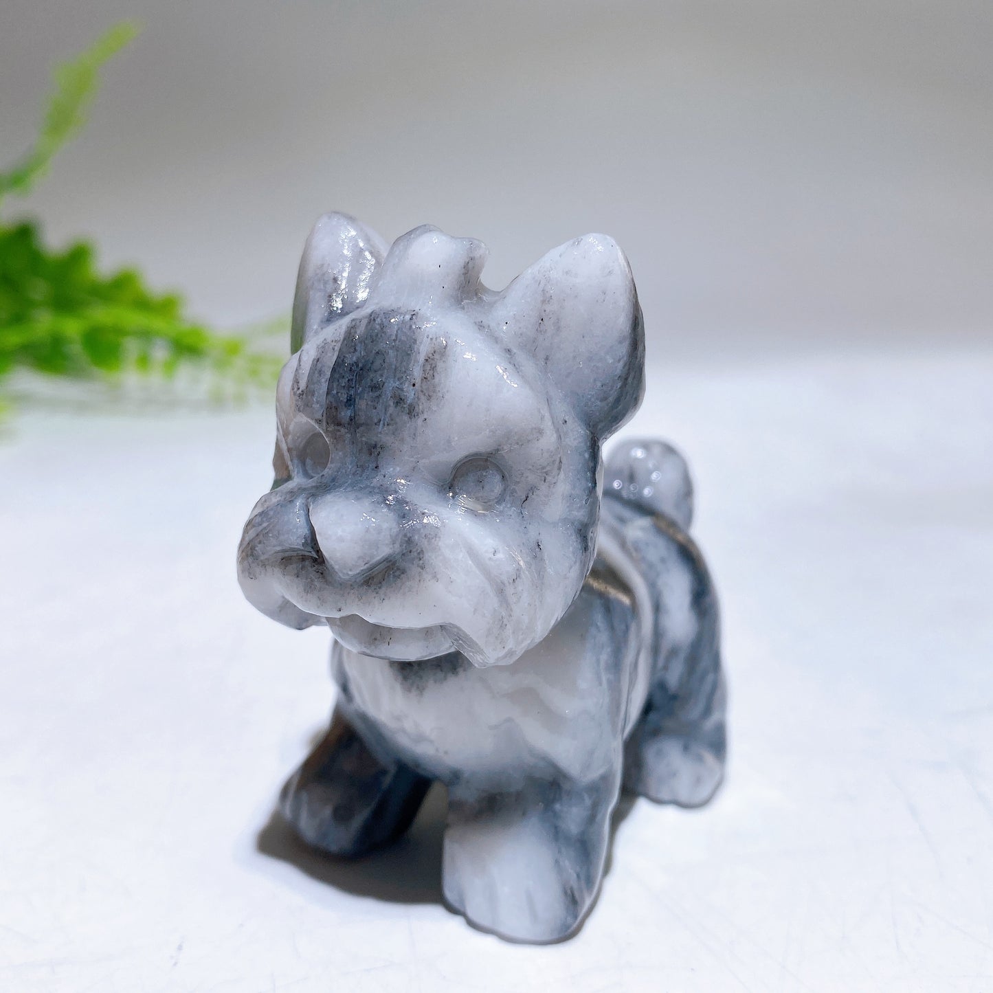 2.3" Natural Crystal Yorkshire Terrier Dog Carving Crystal Healing Bulk Wholesale