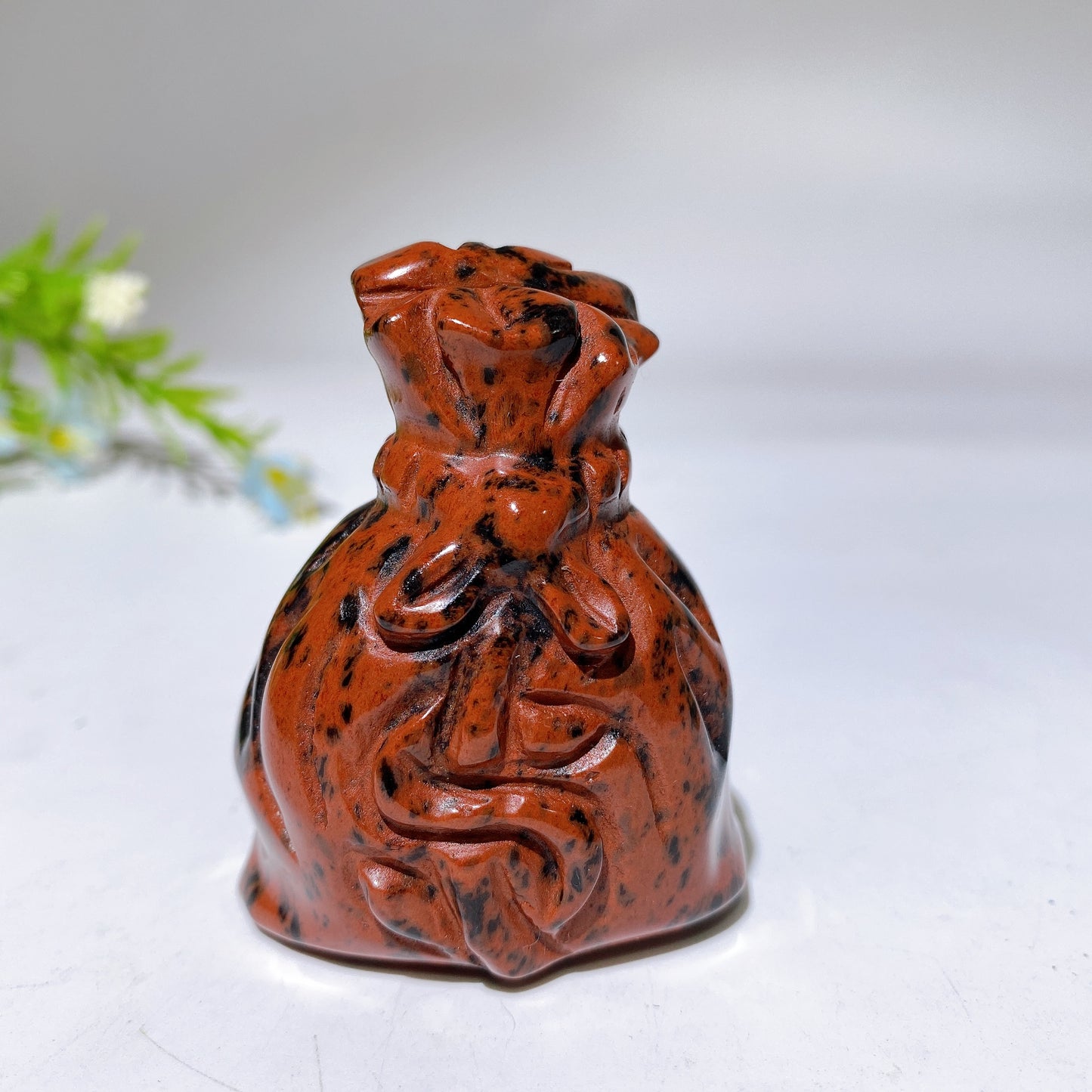 2.2" Mahogany Green Aventurine Money Bag Carving Crystal Healing Bulk Wholesale