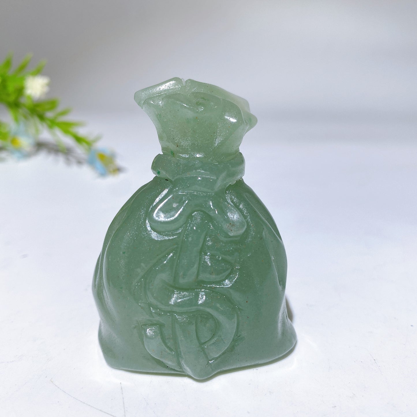 2.2" Mahogany Green Aventurine Money Bag Carving Crystal Healing Bulk Wholesale
